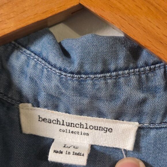 EUC BEACHLUNCHLOUNGE COLLECTION CHAMBRAY SLEEVELESS GRADIENT BUTTONED DRESS SZ L - Picture 12 of 16